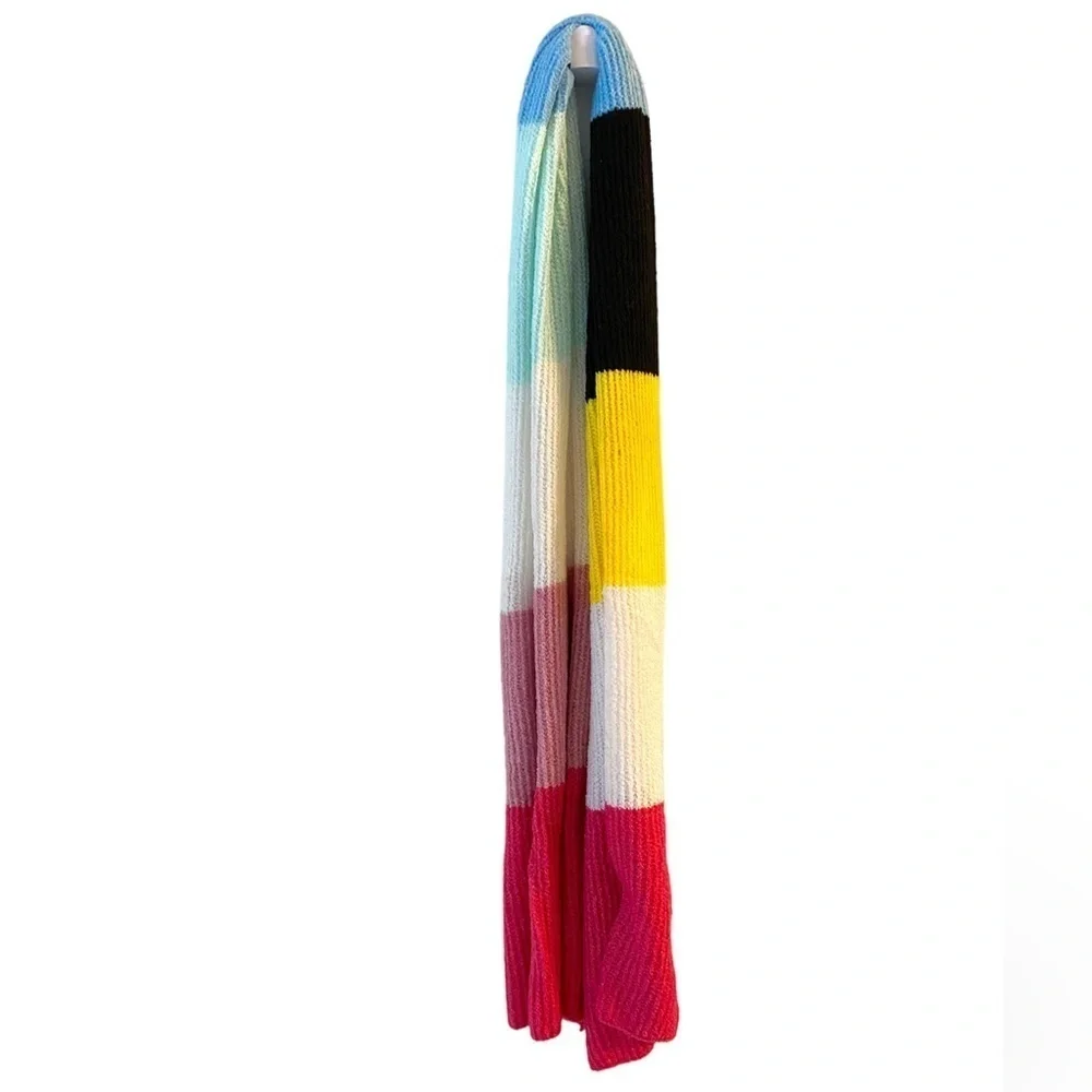 Twisted Rib Multi Color Block Muffler Scarf - Picture 4 of 5
